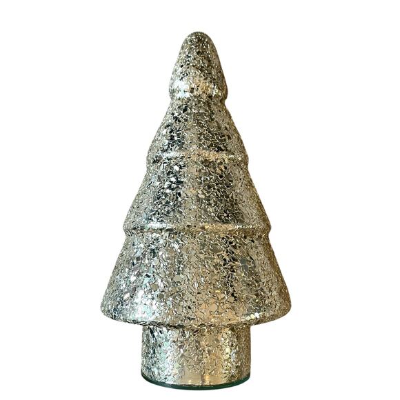 Metallic Gold Broken Fleck 13in Glass Christmas Tree Holiday Glam Made in India - Picture 5 of 10